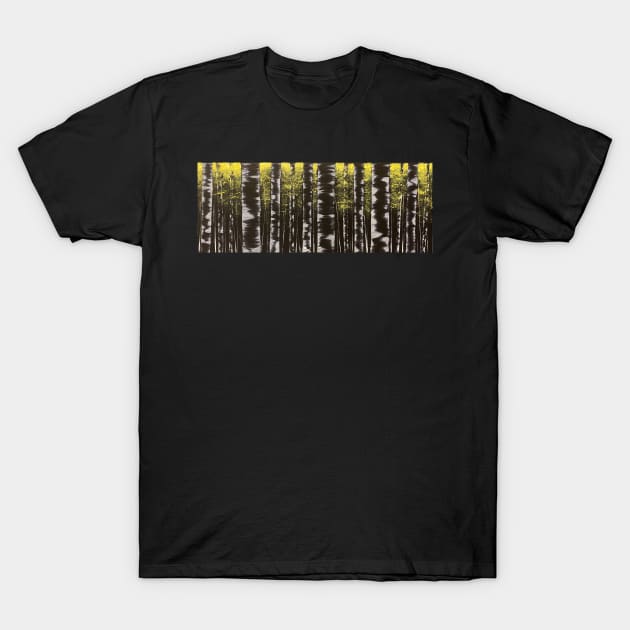 Black and White Birch Trees with Yellow Leaves T-Shirt by J&S mason